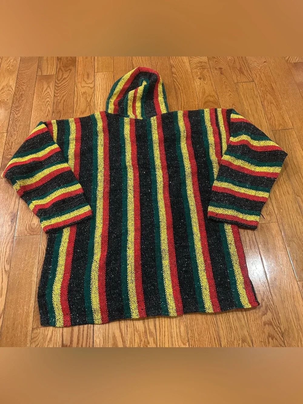 Yarima Baja Hoodie XL Rasta Stripe Pullover Eco-Friendly Recycled Cotton